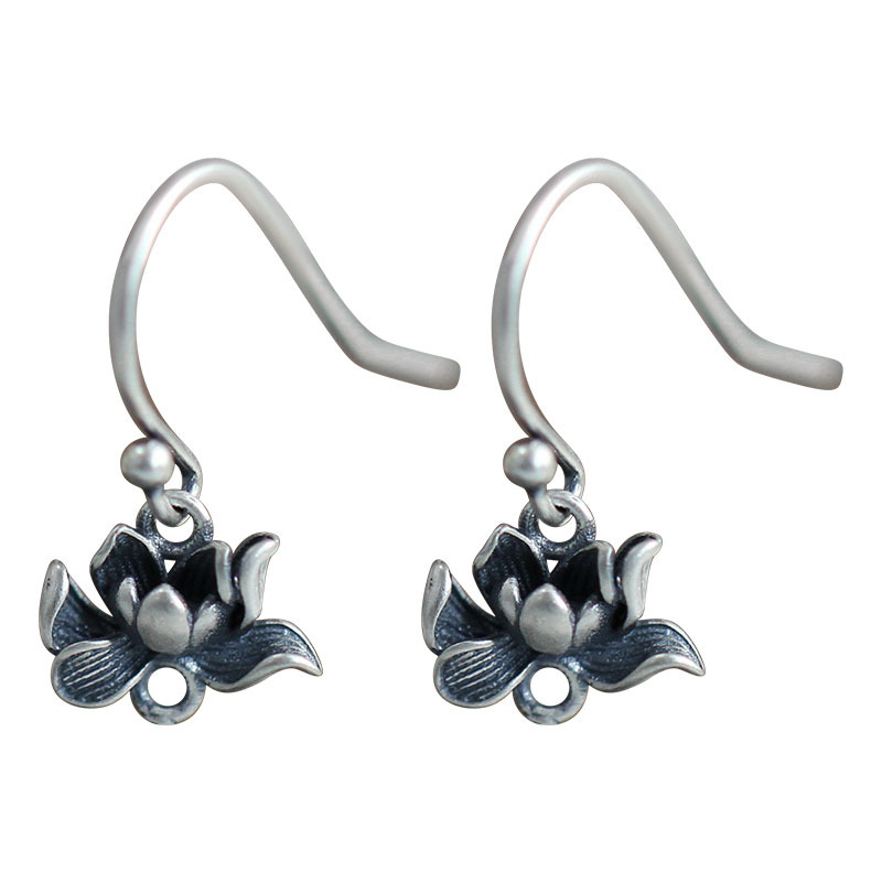 925 Ασημένια σκουλαρίκια με μοτίβο λωτού – εθνοτικό στυλ, λογοτεχνικό ρετρό, για γυναίκες