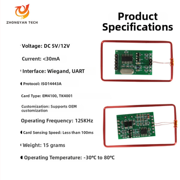 ZY-RFM403 Bezkontaktni čitač ID kartica modul s Wiegand/TTL sučeljem, 125 kHz, kompatibilan s ID/TK4001/EM4100, domet detekcije 2–5 cm