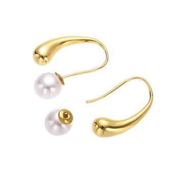 Обици от месинг с геометричен ретро стил, електроплакирано 18K злато, медна ушна кука