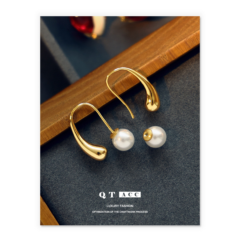 Обици от месинг с геометричен ретро стил, електроплакирано 18K злато, медна ушна кука