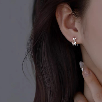 S999 Ασημένια πεταλούδα – 3D σχέδιο, ελαφρύς πολυτελής στυλ γυναικείων σκουλαριών με γάντζους