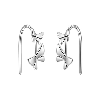 S999 Ασημένια πεταλούδα – 3D σχέδιο, ελαφρύς πολυτελής στυλ γυναικείων σκουλαριών με γάντζους