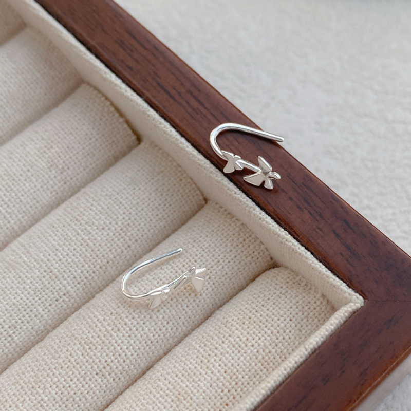 S999 Ασημένια πεταλούδα – 3D σχέδιο, ελαφρύς πολυτελής στυλ γυναικείων σκουλαριών με γάντζους