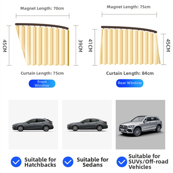 Cortină de soare auto, perdea interioară montată pe șină, opacă și groasă pentru majoritatea mașinilor