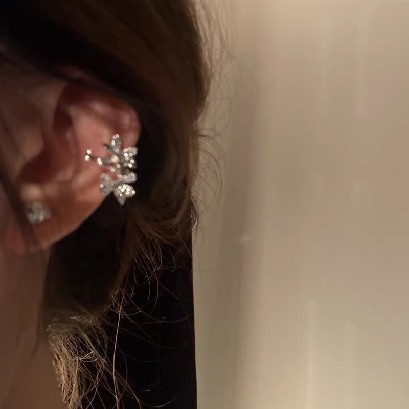 Медна ушна клипче с флорална текстура, корейски стил, електроплатирано, за жени