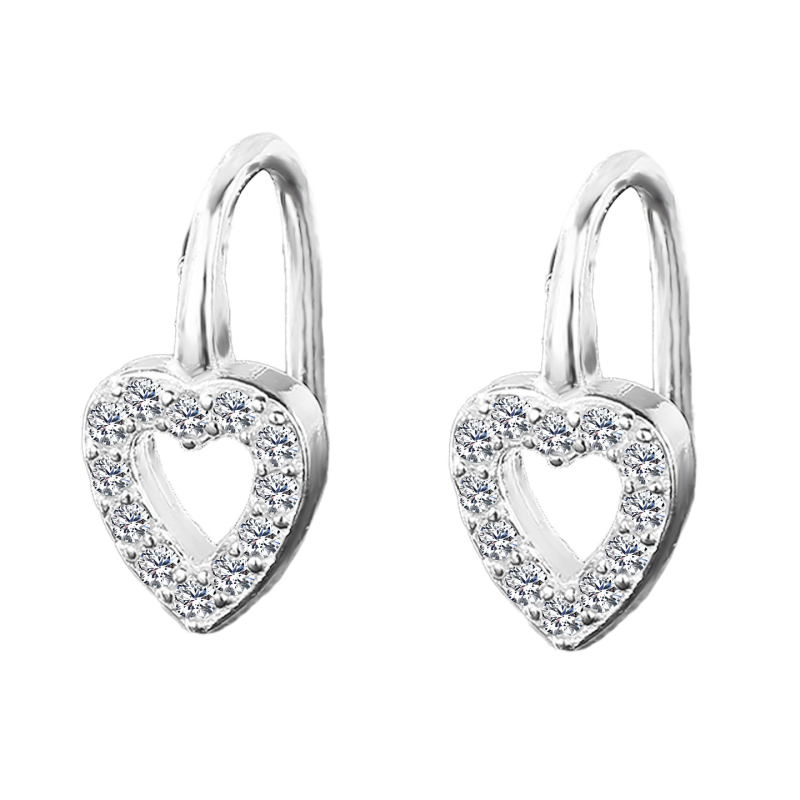 Γάντζοι καρδιάς για τα αυτιά από S999 καθαρό ασήμι για γυναίκες — Απλός σχεδιασμός