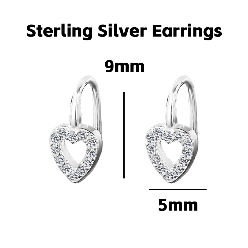 Γάντζοι καρδιάς για τα αυτιά από S999 καθαρό ασήμι για γυναίκες — Απλός σχεδιασμός