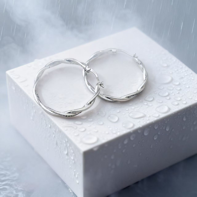 Kružni bakreni naušnice s 925 srebrnim iglama, elektroplating, unisex stil