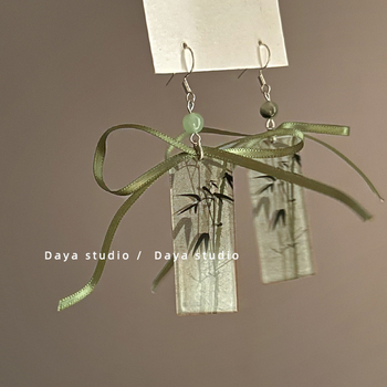 Ακρυλικά σκουλαρίκια με σχήμα φιόγκου και γεωμετρικό σχέδιο, κορεατικό στιλ, για γυναίκες, άνοιξη 2025