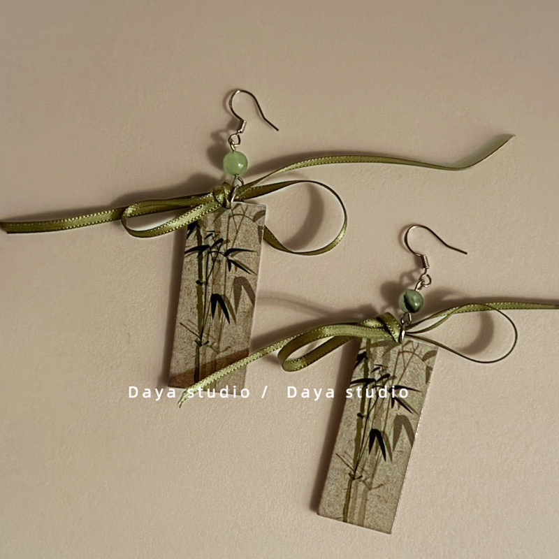 Ακρυλικά σκουλαρίκια με σχήμα φιόγκου και γεωμετρικό σχέδιο, κορεατικό στιλ, για γυναίκες, άνοιξη 2025