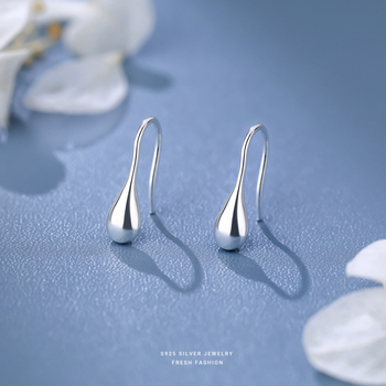 Σκουλαρίκια από ασήμι 925 – σκουλαρίκια σε σχήμα σταγόνας νερού, μινιμαλιστικά γεωμετρικά U-σχήματος για γυναίκες, Yun xiaoshu