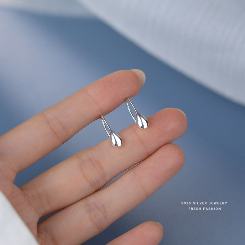 Σκουλαρίκια από ασήμι 925 – σκουλαρίκια σε σχήμα σταγόνας νερού, μινιμαλιστικά γεωμετρικά U-σχήματος για γυναίκες, Yun xiaoshu