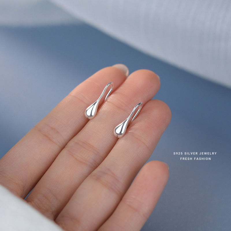 Σκουλαρίκια από ασήμι 925 – σκουλαρίκια σε σχήμα σταγόνας νερού, μινιμαλιστικά γεωμετρικά U-σχήματος για γυναίκες, Yun xiaoshu