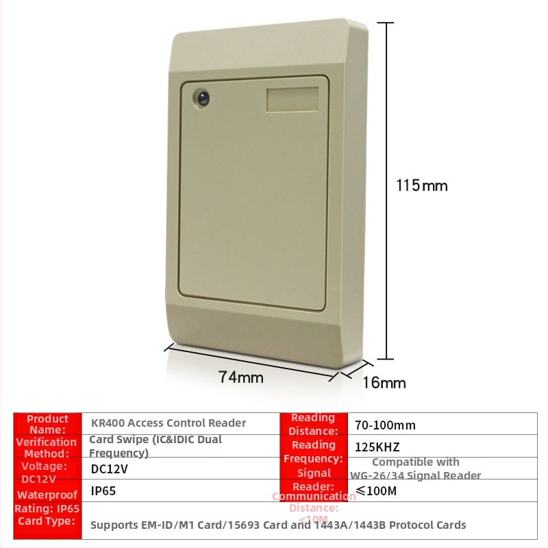 New Jiacheng KR400 Kontaktný čítač kariet, ID/IC kompatibilita, 125 kHz, Čas čítania 0.1 s
