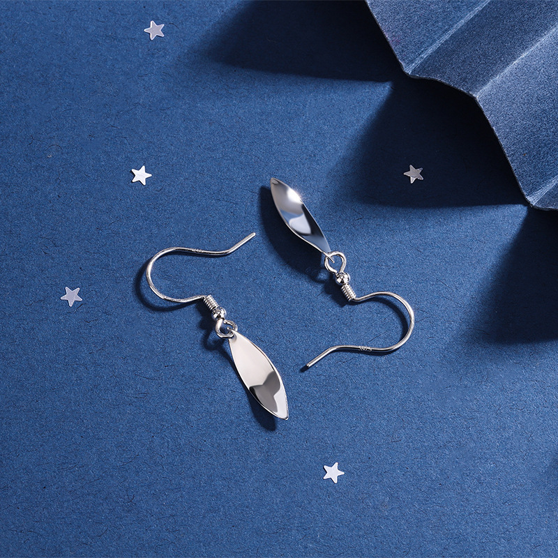 Ασημένια σκουλαρίκια με γάντζο για το αυτί 925, γεωμετρικός σχεδιασμός, βάρος 0,75 g