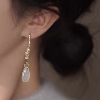 Геометрични обеци с изкуствени перли, нов китайски стил, лято 2024, произход Йиву, за жени