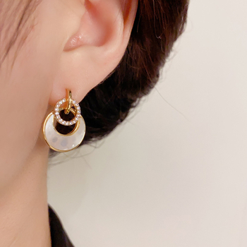 Korean Dupin meďové náušnice – Geometrický dizajn, pozlátené, pre ženy