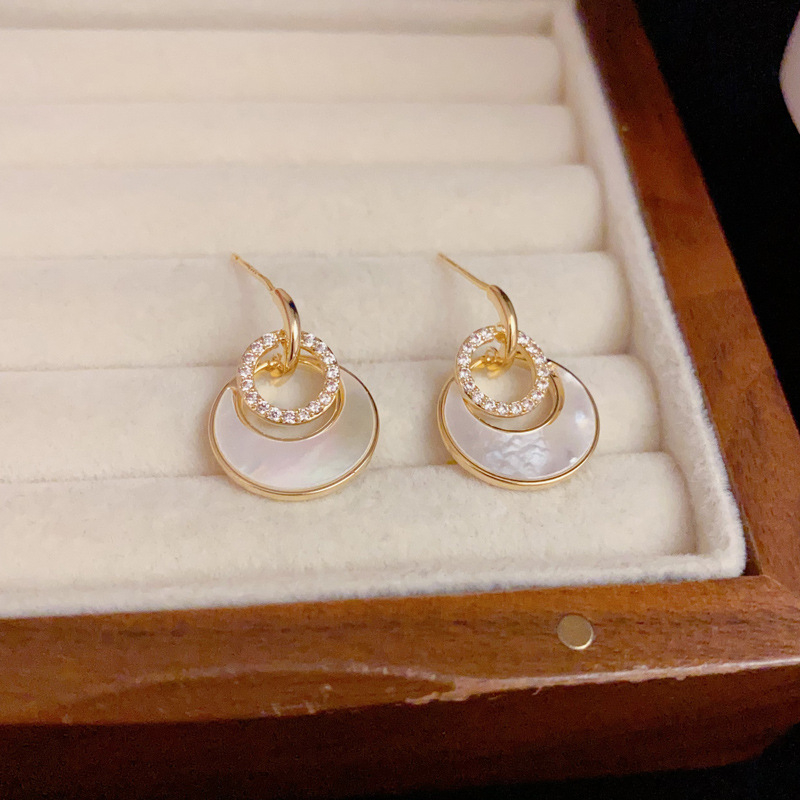 Korean Dupin meďové náušnice – Geometrický dizajn, pozlátené, pre ženy