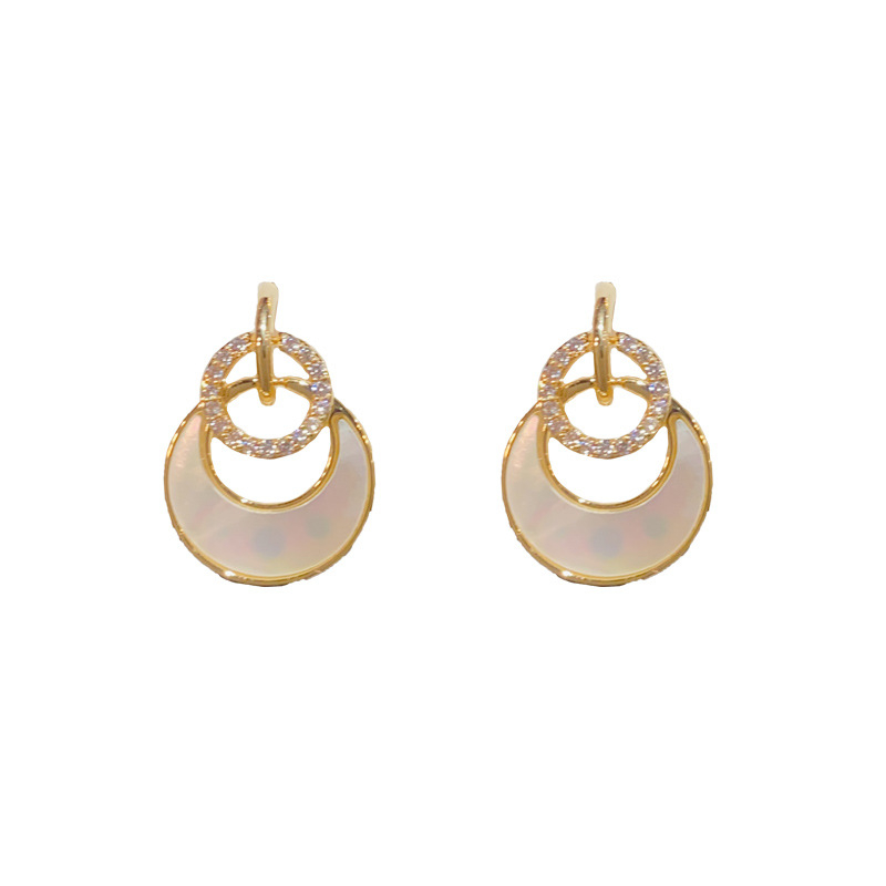 Korean Dupin meďové náušnice – Geometrický dizajn, pozlátené, pre ženy