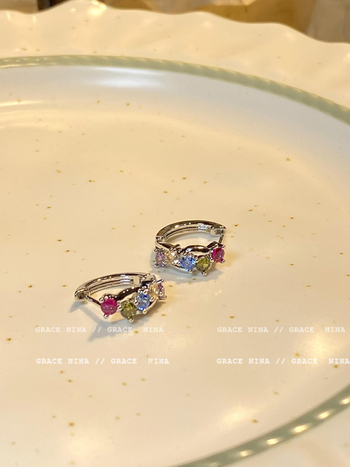 Медни обеци с циркони, U-образен дизайн, обков за ухо, дамски стил