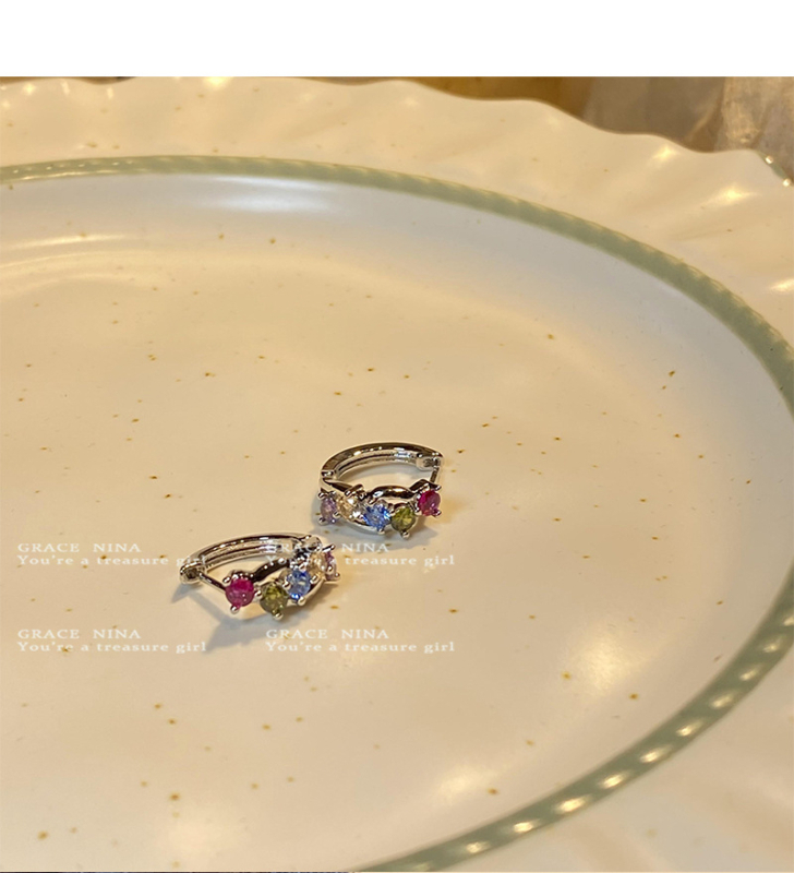 Медни обеци с циркони, U-образен дизайн, обков за ухо, дамски стил