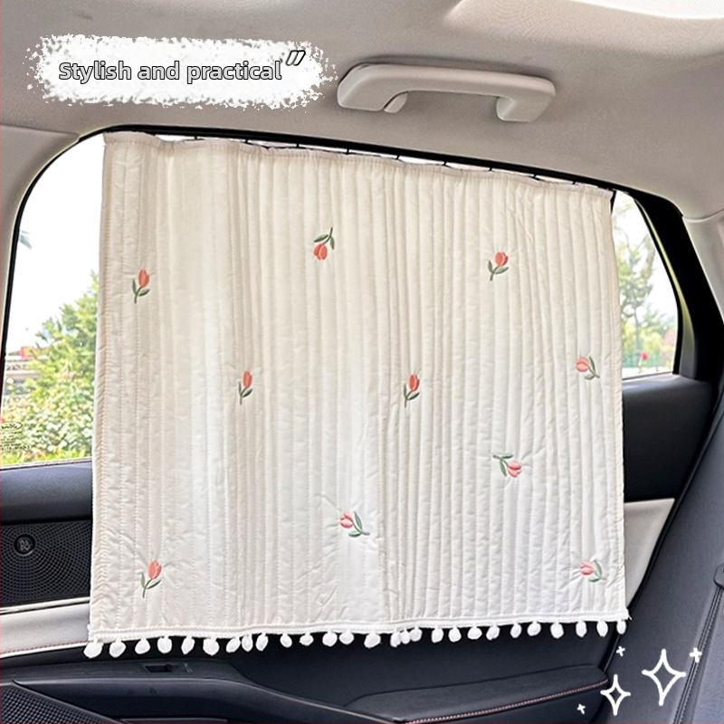 Auto slnečná clona s karikatúrnym dizajnom, textilný materiál, tmavá nepriehľadnosť, zavesiteľný typ