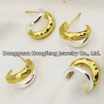 Meďové náušnice, geometrický štýl, elektroplátované, Hongfeng, pre ženy