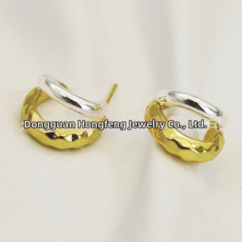 Meďové náušnice, geometrický štýl, elektroplátované, Hongfeng, pre ženy