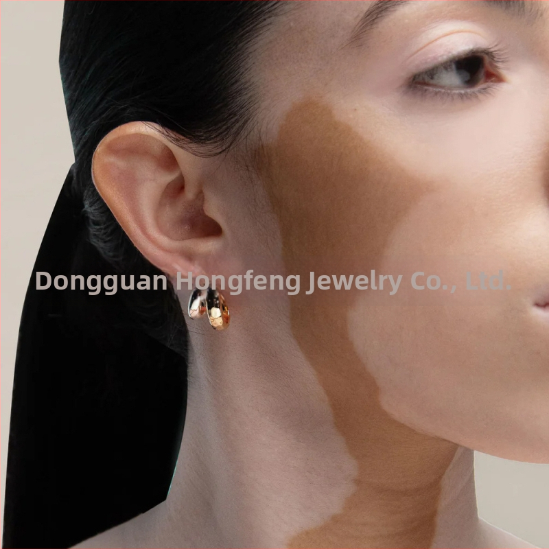 Meďové náušnice, geometrický štýl, elektroplátované, Hongfeng, pre ženy