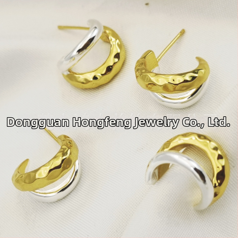 Meďové náušnice, geometrický štýl, elektroplátované, Hongfeng, pre ženy