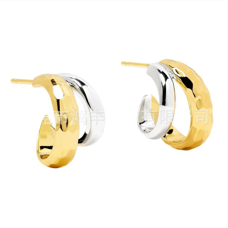 Meďové náušnice, geometrický štýl, elektroplátované, Hongfeng, pre ženy