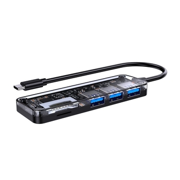Pet u jedan USB hub s čitačem TF kartica, USB 1.1, ugrađen, plastičan