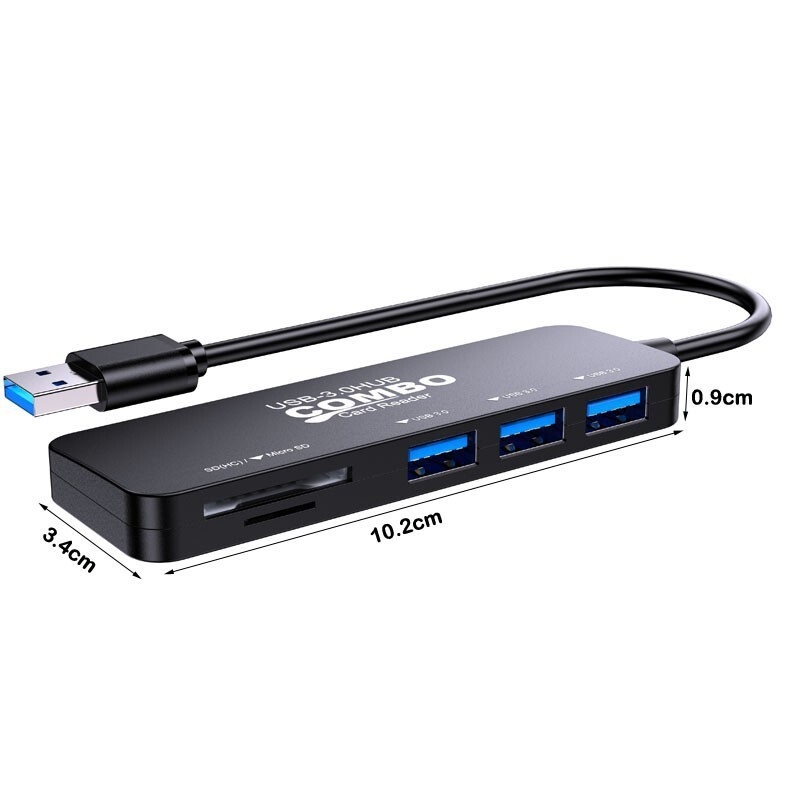 Pet u jedan USB hub s čitačem TF kartica, USB 1.1, ugrađen, plastičan