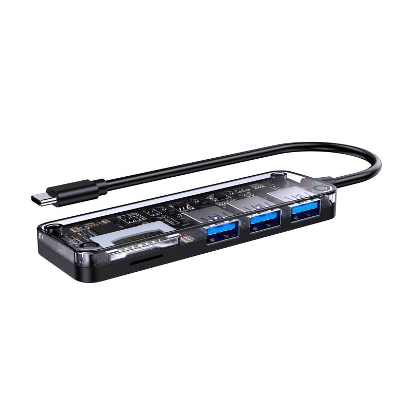 Pet u jedan USB hub s čitačem TF kartica, USB 1.1, ugrađen, plastičan