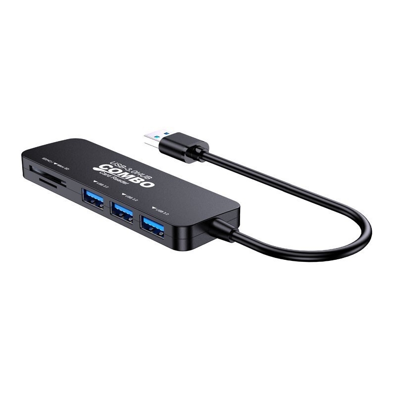 Pet u jedan USB hub s čitačem TF kartica, USB 1.1, ugrađen, plastičan