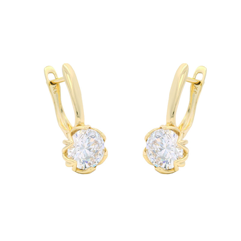Geometrijski naušnice s cirkonima, od legure, elektroplatinirane, elegantan stil