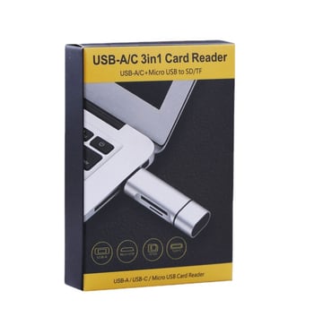 Type-C 3.1 all-in-one čítačka kariet, hliníkové telo, SD/TF podpora, USB 2.0