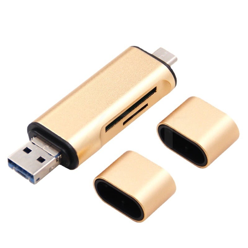 Type-C 3.1 all-in-one čítačka kariet, hliníkové telo, SD/TF podpora, USB 2.0