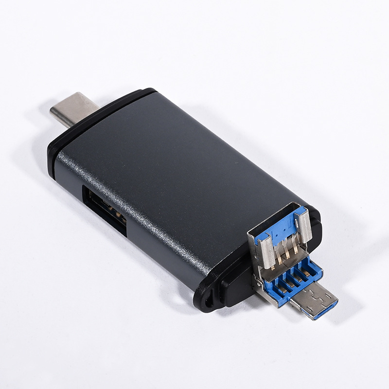 Type-C 3.1 all-in-one čítačka kariet, hliníkové telo, SD/TF podpora, USB 2.0