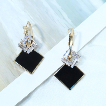Sanqi cercei geometrici rombi de înaltă clasă, tăiere diamant, cupru + știft de argint, argint S999