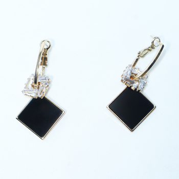 Sanqi cercei geometrici rombi de înaltă clasă, tăiere diamant, cupru + știft de argint, argint S999