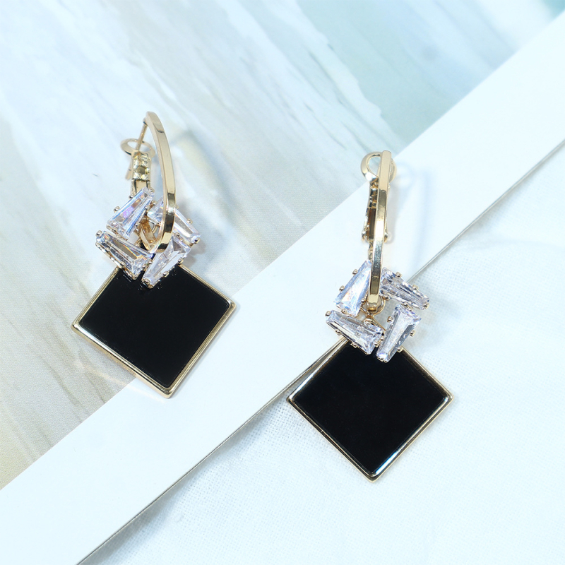 Sanqi cercei geometrici rombi de înaltă clasă, tăiere diamant, cupru + știft de argint, argint S999