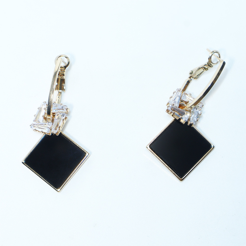 Sanqi cercei geometrici rombi de înaltă clasă, tăiere diamant, cupru + știft de argint, argint S999