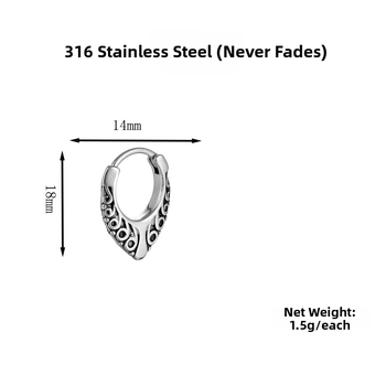 Náušnice z titanovej ocele s geometrickým dizajnom, elektroplating, Yan Rong, unisex, mestský štýl
