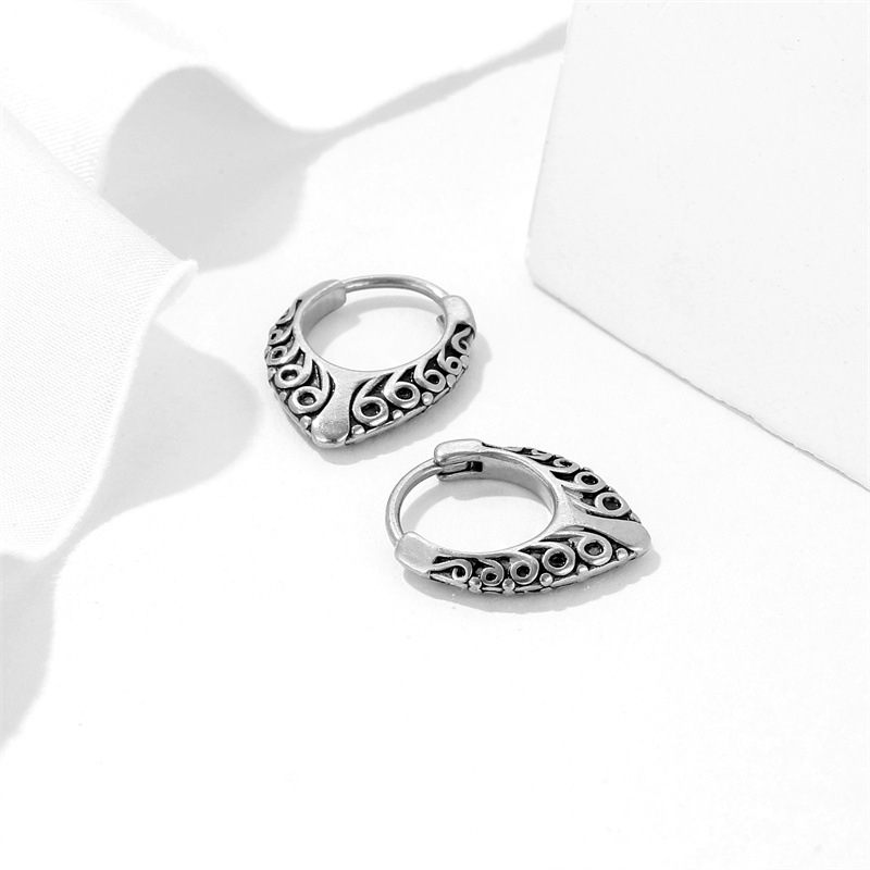 Náušnice z titanovej ocele s geometrickým dizajnom, elektroplating, Yan Rong, unisex, mestský štýl