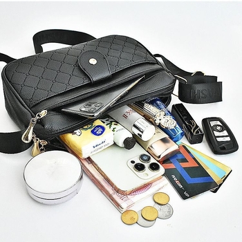 Deoia PU cezramenná taška pre ženy — mestský minimalistický štýl, horizontálny štvorcový tvar, zipsové otvorenie, dokumentová kapsa