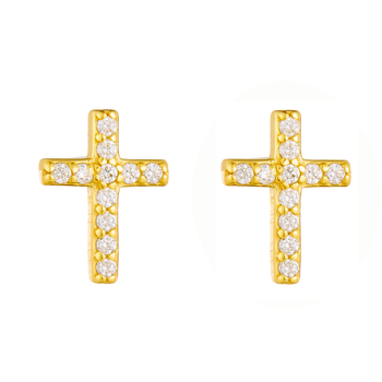 Naušnice s križem od S925 sterling srebra, dijamantno ukrašene, minimalistički elegantan dizajn