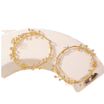 Naušnice s cvjetnim granama i listovima, legura, stil osobnost, trend stila, za žene