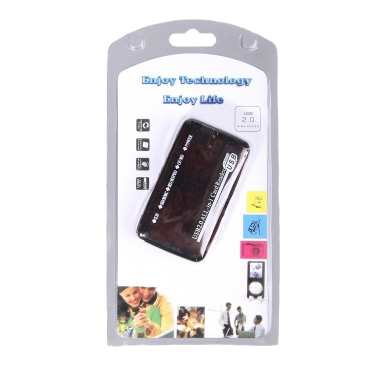Cititor de carduri USB LTC-0008, carcasă transparentă, suport CF/SD/SDHC/MMC Plus/TF/MicroSD, USB 2.0