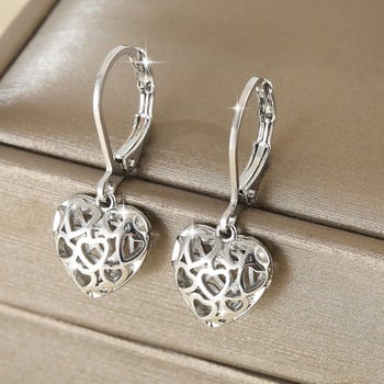 Náušnice z meďe s dutým srdcom, geometrický dizajn, elektroplátovanie, unisex